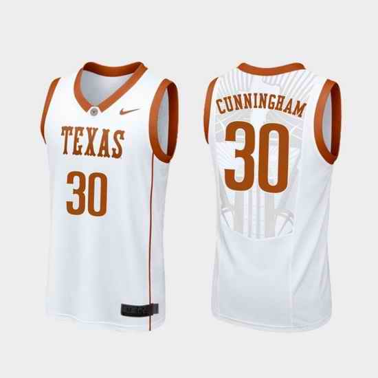 Men Texas Longhorns Brock Cunningham White Replica College Basketball Jersey